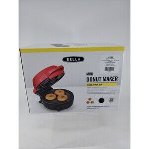 Bella Mini Donut Maker Red NEW in Factory Box Makes 3 at a time BPA FREE Compact